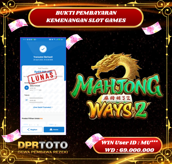KEMENANGAN BESAR SLOT MAHJONG WAYS 2 Rp.69.000.000 - LUNAS